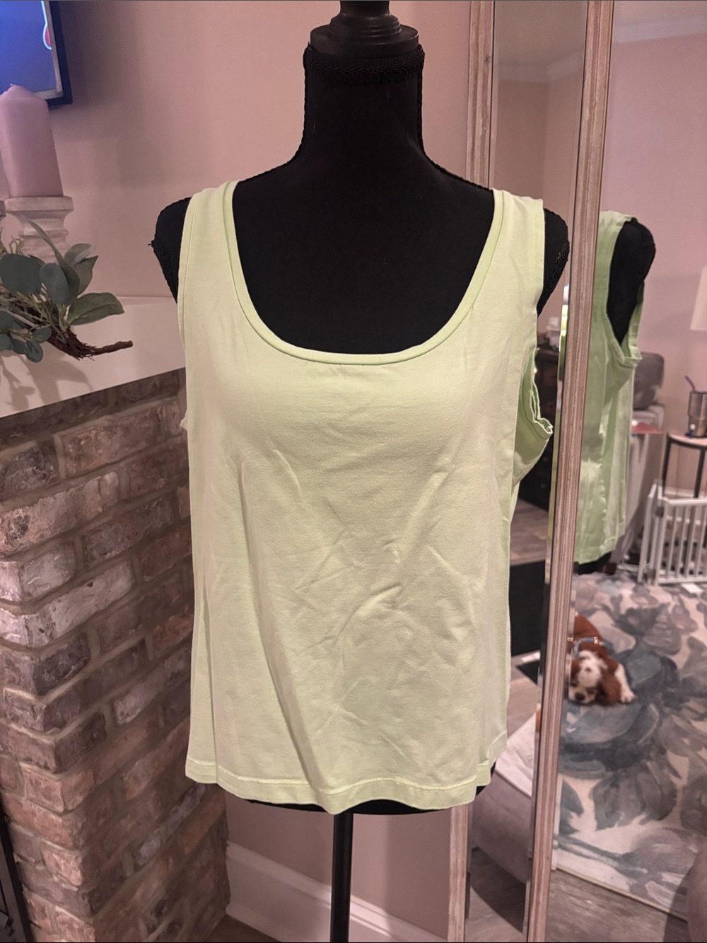 Light Green Women’s Linen-Blend Button Front Blouse - Picture 2 of 5